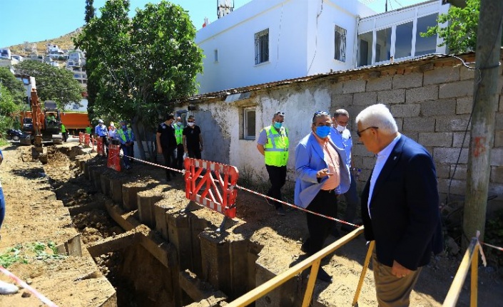 Muğla Bodrum'da altyapı çalışmaları devam ediyor