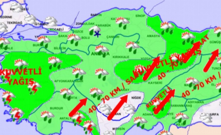 Meteoroloji'den kuvvetli yağış ve fırtına uyarısı