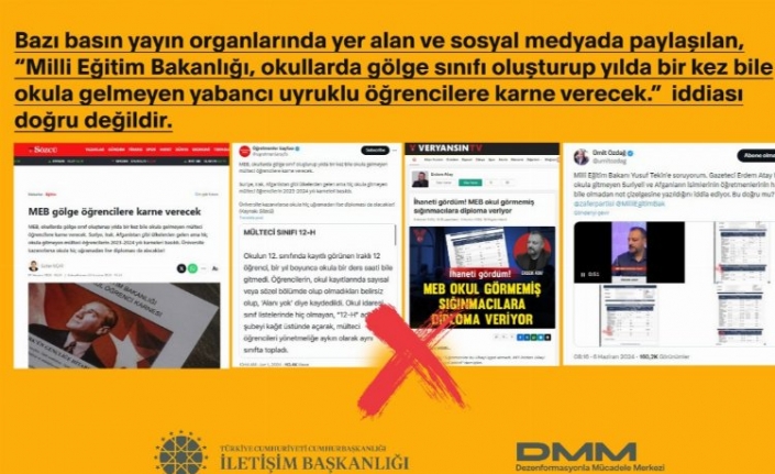 Okula gitmeyen yabancı uyruklu öğrencilere karne verileceği iddialarına açıklama